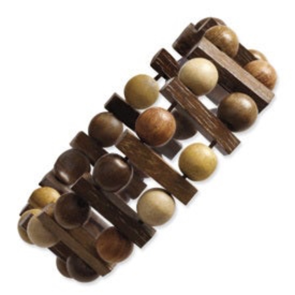 Vintage Multicolored Wood Stretch Bracelet